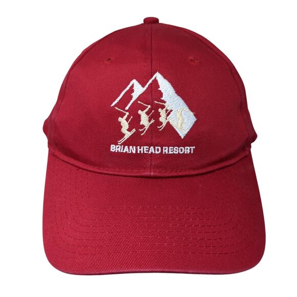 Brian Head Resort Strapback Hat Red OS Adjustable Embroidered Port & Company - Picture 1 of 10